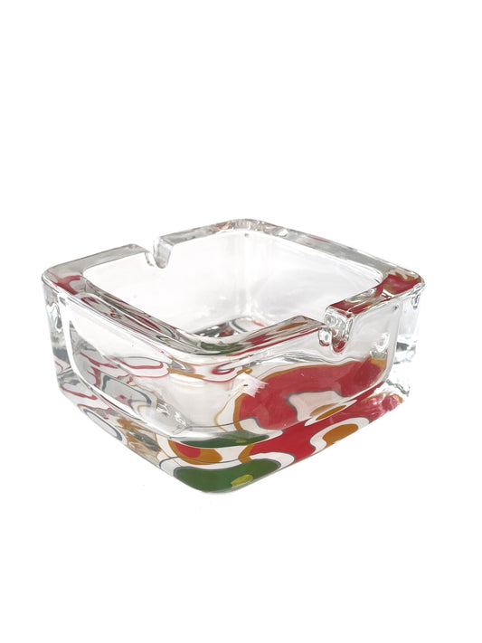 95mm Colourful Vintage Thick Glass Ashtray
