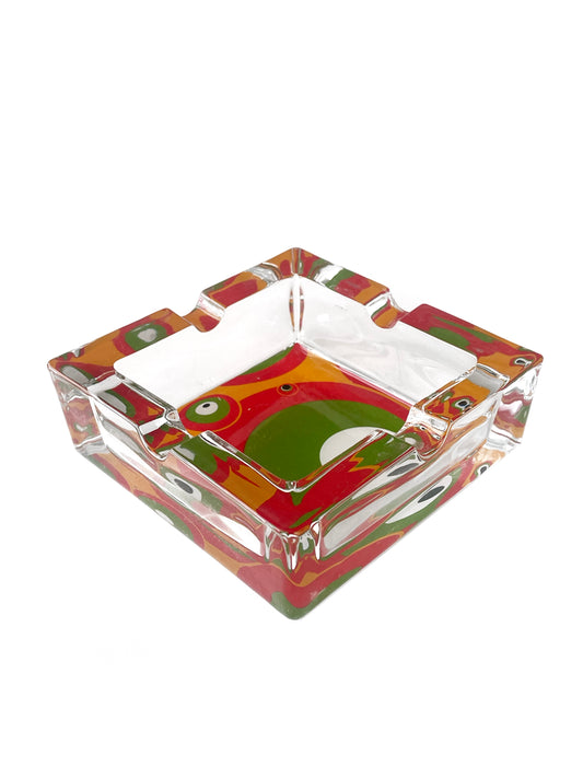 120mm Colourful Vintage Glass Ashtray Rollo Tubes Cigartette