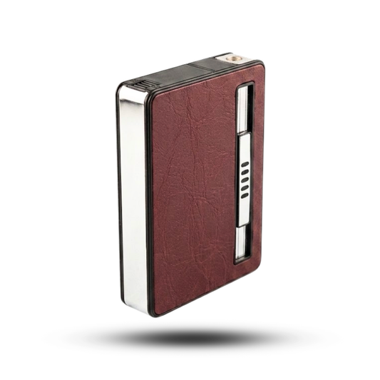 Rollo Travelers Cigarette Case with Built-in Lighter | BROWN